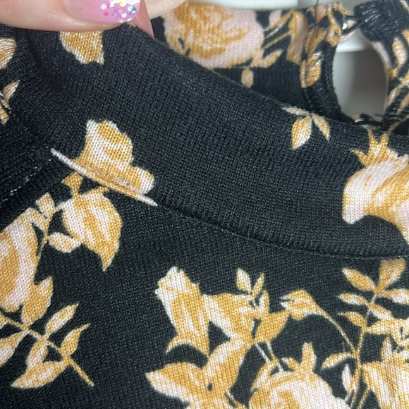 Free People Dinner Party Floral Long Sleeve Top Size Medium Black Combo - Picture 5 of 10